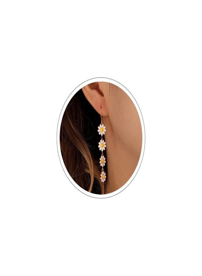 ZMANYIJEW Flower Earrings for Women Summer Sunflower Earring Daisy Earrings for Women Cute Holiday Earring (White) - Image 1