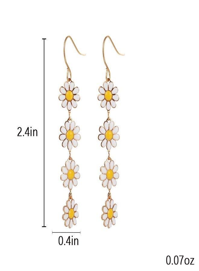 ZMANYIJEW Flower Earrings for Women Summer Sunflower Earring Daisy Earrings for Women Cute Holiday Earring (White) - Image 5
