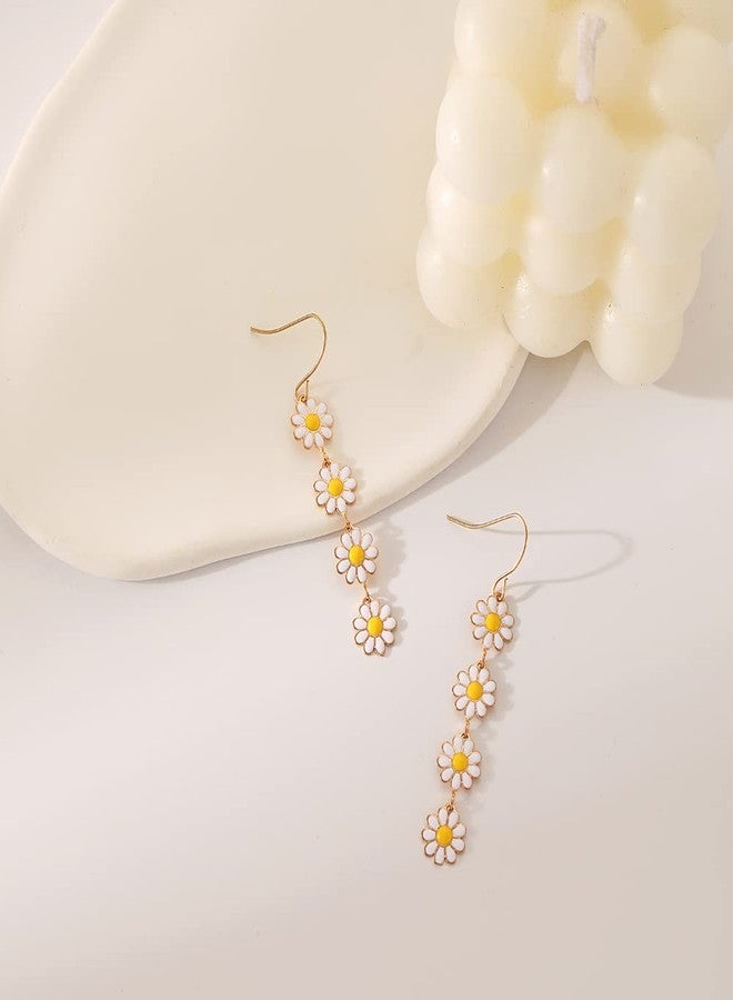ZMANYIJEW Flower Earrings for Women Summer Sunflower Earring Daisy Earrings for Women Cute Holiday Earring (White) - Image 4