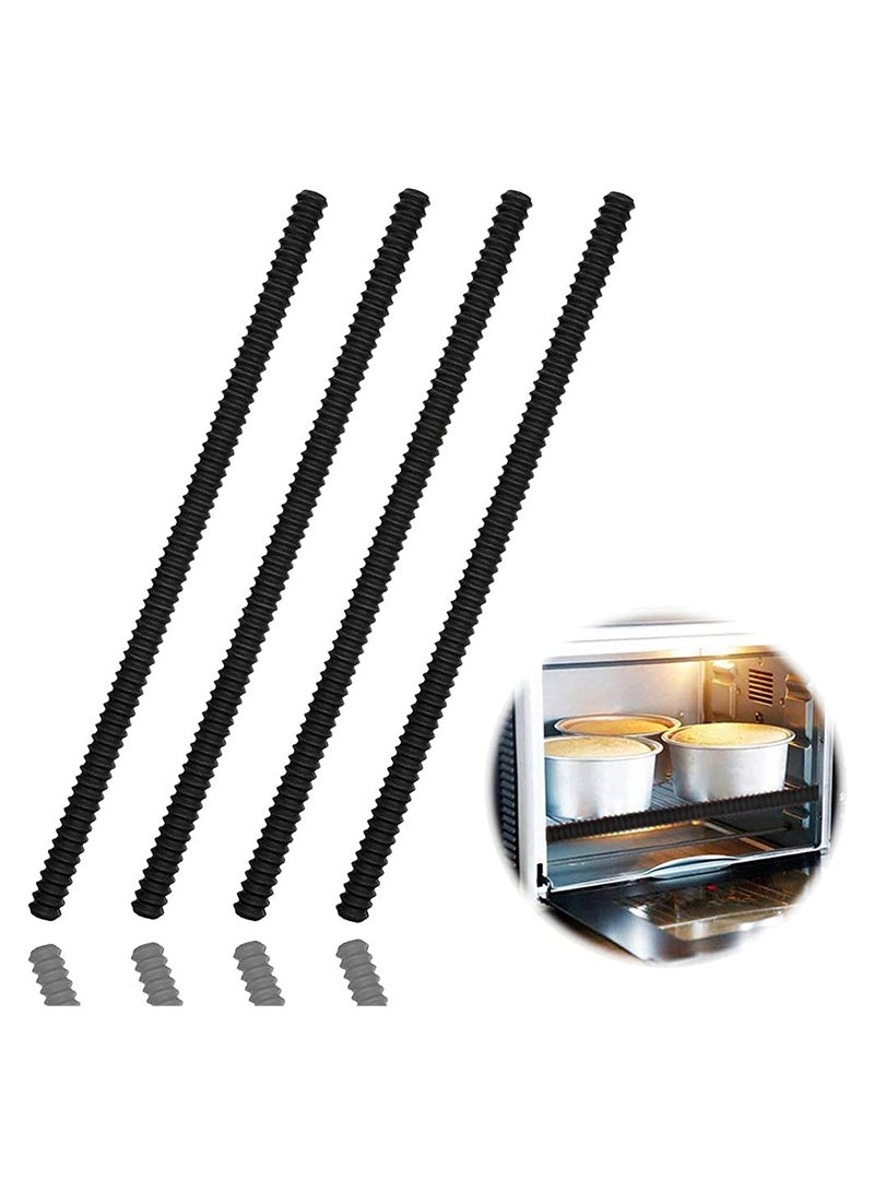 KASTWAVE Oven Rack Shields, 4 Pack Heat Resistant Silicone Oven Rack Cover 14 Inches Long Oven Rack Edge Protector, Protect Against Burns and Scars Protector Hot Strip (Black)  - Image 1