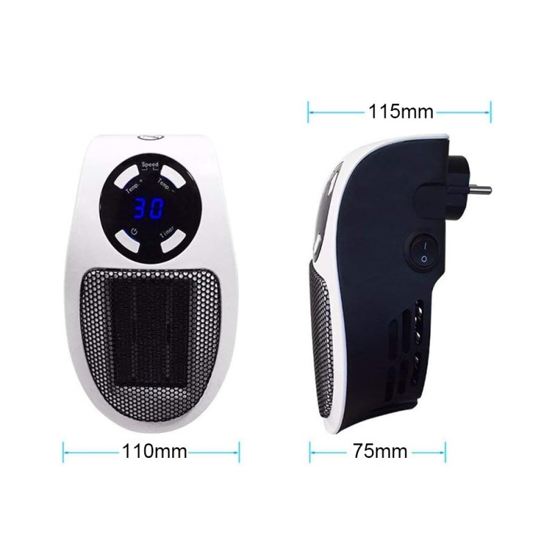 Compact Plug-In Heater: White UK Plug, Quiet Fast Heating - Adjustable Thermostat LED Display, Ceramic Indoor Heater for Home Office Dorm Desk Indoor Use - Image 4