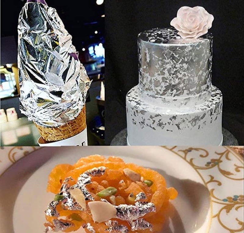 ASK VARK WALA Edible Silver Leaf Chandi Varakh for Sweets Cake Desert Chocolate Food Decoration 50pcs - Image 5