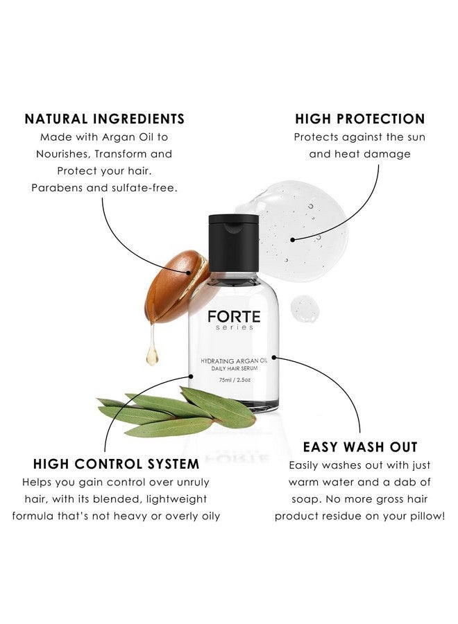 Alex Costa Hydrating Argan Oil Daily Hair Serum by Forte Series Sulfate Free Argan Hair Oil for Men Hair Serum for Dry Damaged Hair, for Styling Hair (75 ml / 2.5 oz) - Image 3
