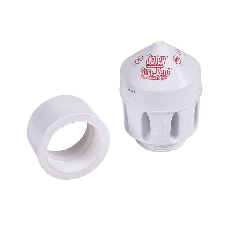 Oatey 39220 160 DFU Sure-Vent SCH. 40 PVC Adapter AAV, 2" x 3", White - Image 2