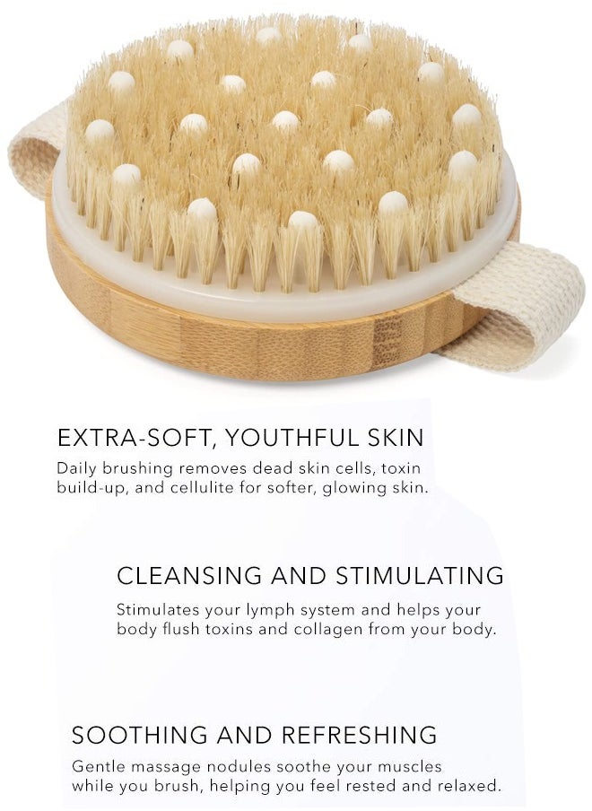 Dry and Bath Body Brush,  Shower Body Brush， Exfoliating Brush with Soft Massage Nodules, Body Scrubber