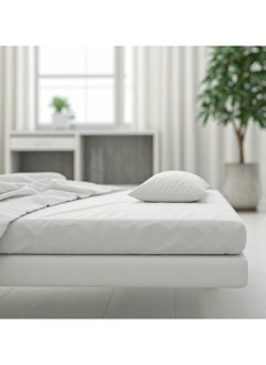 Home-Tex Design 2-Piece Hometex Design Single Size White Fitted Sheet Set - 1 Fitted Sheet (90x200 cm) + 1 Pillow Cover (50x75cm)  - Image 1