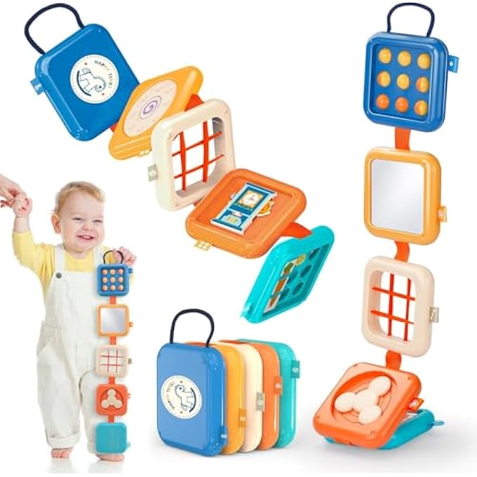 BUSY BOARDS MONTESSORI TOYS FOR 1 YEAR OLD, SENSORY TOYS BUSY BOARD/CUBE FOR BABY 6-12 MONTHS, TRAVEL ACTIVITIES BUSY BOARD, MOTOR SKILLS EDUCATIONAL LEARNING TOYS, IDEAL GIFTS FOR 1 YEAR OLD - Image 1