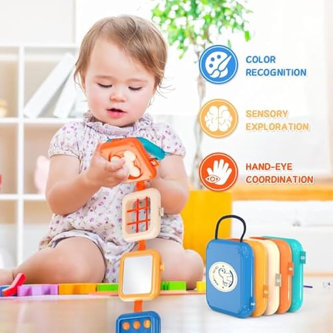 BUSY BOARDS MONTESSORI TOYS FOR 1 YEAR OLD, SENSORY TOYS BUSY BOARD/CUBE FOR BABY 6-12 MONTHS, TRAVEL ACTIVITIES BUSY BOARD, MOTOR SKILLS EDUCATIONAL LEARNING TOYS, IDEAL GIFTS FOR 1 YEAR OLD - Image 3