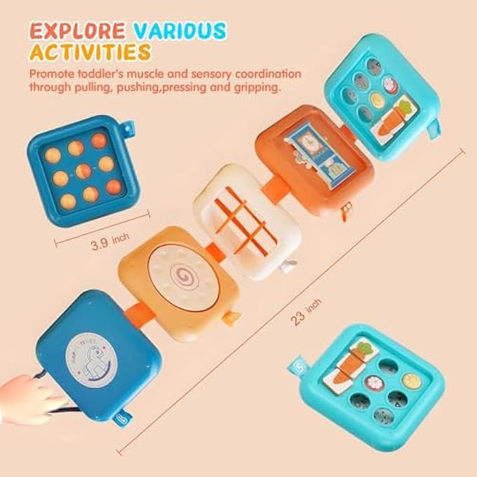 BUSY BOARDS MONTESSORI TOYS FOR 1 YEAR OLD, SENSORY TOYS BUSY BOARD/CUBE FOR BABY 6-12 MONTHS, TRAVEL ACTIVITIES BUSY BOARD, MOTOR SKILLS EDUCATIONAL LEARNING TOYS, IDEAL GIFTS FOR 1 YEAR OLD - Image 5