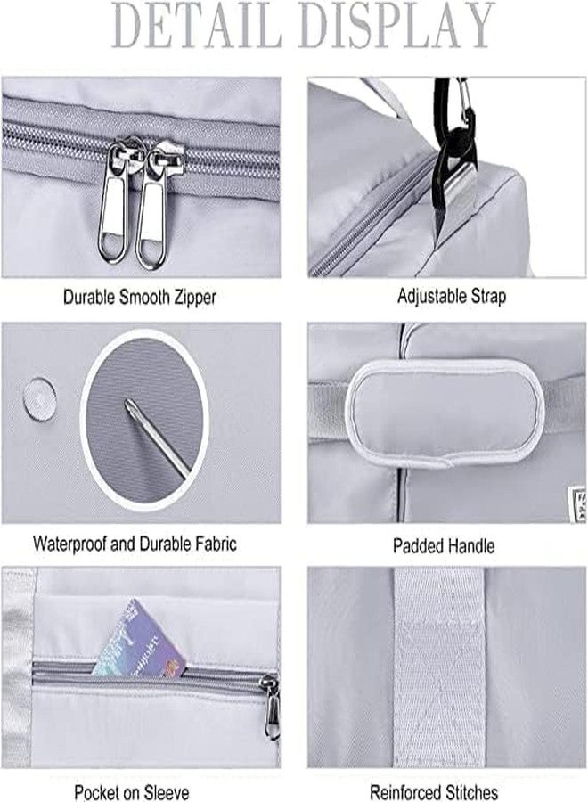 HONGID Travel Duffel Bag with Multiple Pockets, Grey, Waterproof Weekender Bag with Shoulder Strap - Image 3