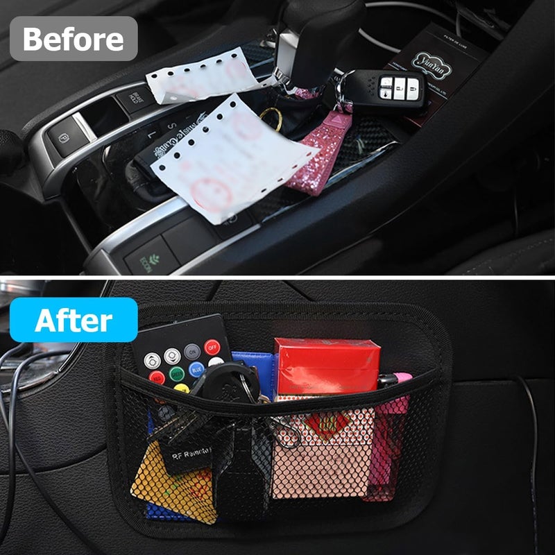 JNNJ Car Seat Self-Adhesive Storage Net - Mini Oxford Mesh Bag - Image 5