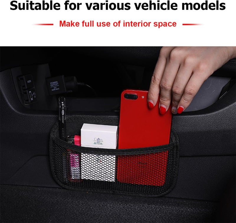 JNNJ Car Seat Self-Adhesive Storage Net - Mini Oxford Mesh Bag - Image 4