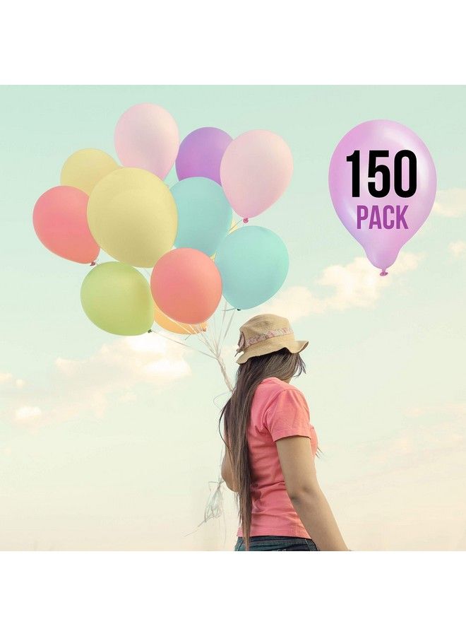 Prextex 150 Pastel Party Balloons 12 Inch 10 Assorted Rainbow Candy Colors Bulk Pack Of Strong Latex Macaron Balloons For Party Decorations, Birthday Parties Supplies Or Arch Decor Helium Quality - Image 4