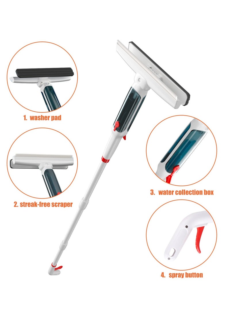Beauenty 60 inch Squeegee Window Cleaning Kit with Sprayer, Distinct Containers for Clean Water and Sewage, Extra Long Extension Rod, for Windows, Mirrors, Shower Glass Door and Cars - Image 5