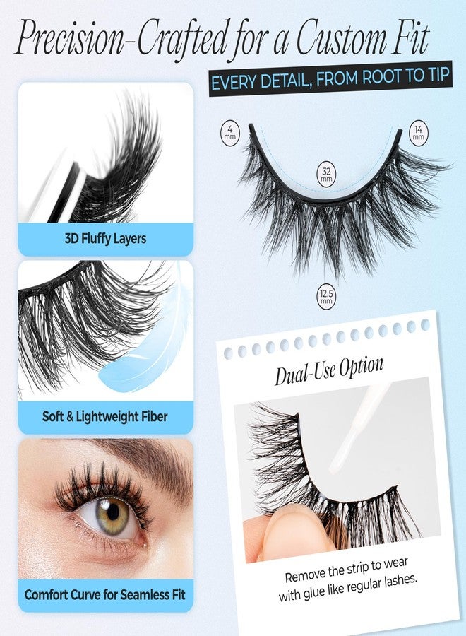 LASHVIEW Self Adhesive Eyelashes Natural Look, 5 Pairs Press On Lashes No Glue Need Eyelashes, Reusable Wispy False Lashes with Replacement Adhesive Strips (ZN122) - Image 5