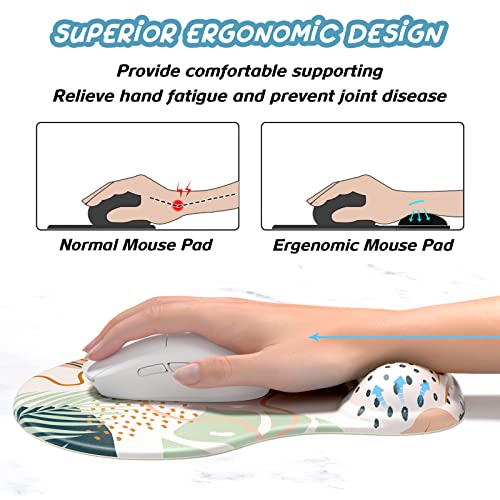 Hsurbtra Ergonomic Mouse Pad with Wrist Rest Support, Gel Mouse Pads with Non-Slip PU Base, Pain Relief Memory Foam Computer Mat, Cute Office Supplies Desk Decro Accessories, Spot - Image 2