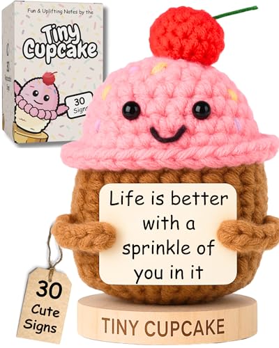 Got you a little something Friendship Gifts for Women Handmade Positive Crochet Cupcake with 30 Cute Affirmation Cards for Emotional Support Birthday Gift for Women Best Friend Bestie Coworker Mothers Day Present Idea - Image 1