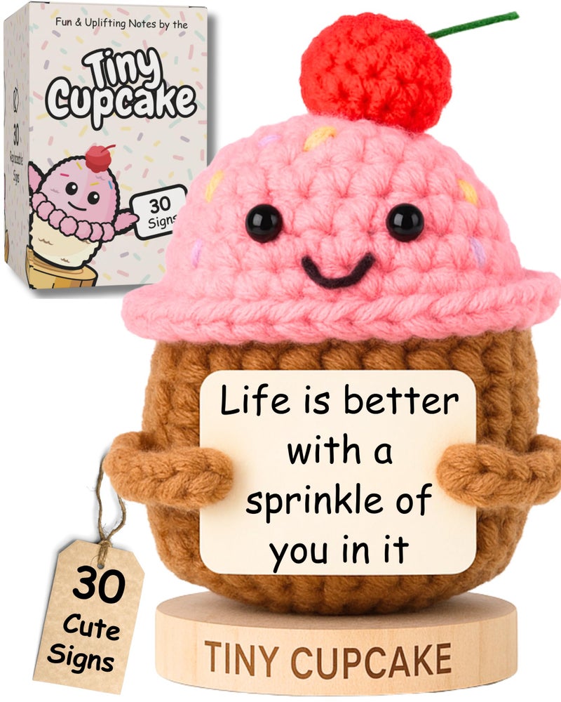 Got you a little something Friendship Gifts for Women Handmade Positive Crochet Cupcake with 30 Cute Affirmation Cards for Emotional Support Birthday Gift for Women Best Friend Bestie Coworker Mothers Day Present Idea - Image 2