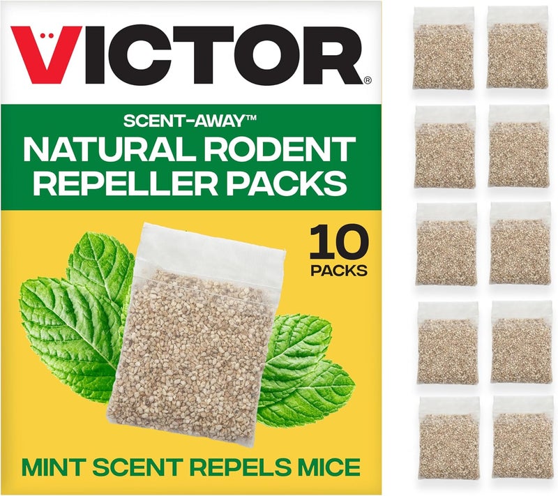 فيكتور أكياس رذاذ طارد الفئران Victor Scent-Away مع زيت النعناع - مادة طبيعية لطرد القوارض للاستخدام داخليًا وخارجيًا، عبوة تحتوي على 10 أكياس M805B-2SR - Image 1