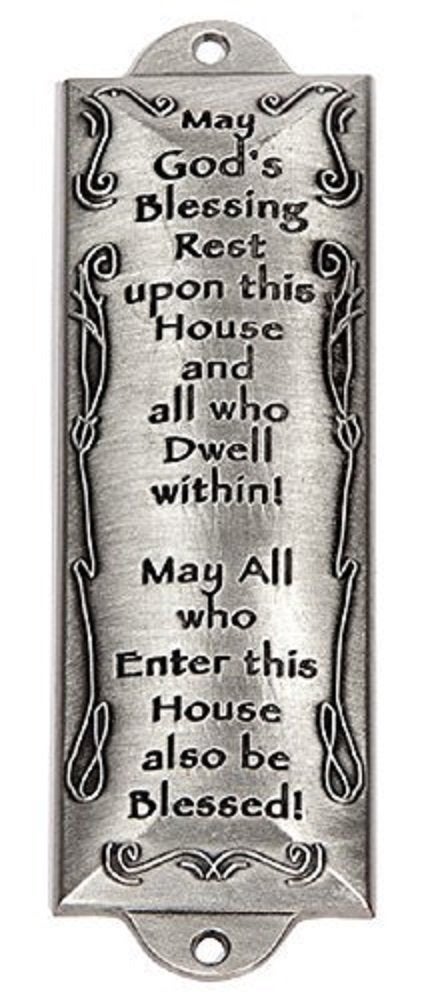 Holy Land Gifts Bless This House Pewter Mezuzah Plaque