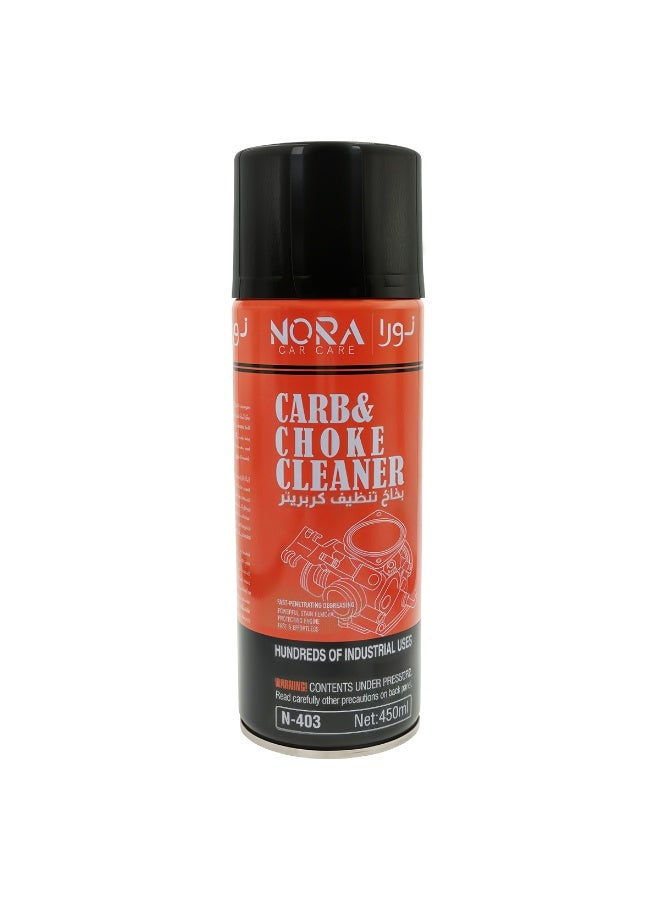 NORA Carb & Choke Cleaner Spray 450ml, Fast Acting Degreaser for Carburetor & Throttle Body, Removes Carbon, Gum, Varnish & Sludge, Improves Engine Performance & Fuel Efficiency, Multi-Purpose Industrial Use N-403 - Image 1