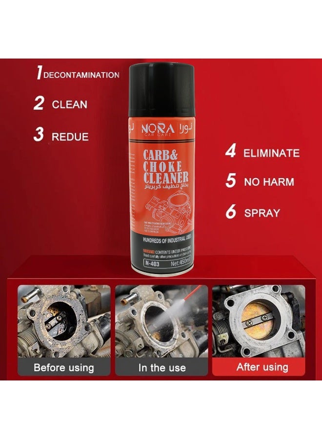 NORA Carb & Choke Cleaner Spray 450ml, Fast Acting Degreaser for Carburetor & Throttle Body, Removes Carbon, Gum, Varnish & Sludge, Improves Engine Performance & Fuel Efficiency, Multi-Purpose Industrial Use N-403 - Image 3