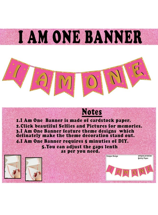 بارتي بروبس زينة عيد ميلاد أول للبنات من بارتي بروبس - ٨ قطع وردية | زينة عيد ميلاد للبنات | لافتة لطفلة بعمر ١٢ شهرًا (ورق مقوى) | زينة عيد ميلاد أول للبنات - Image 3