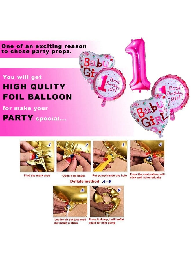 بارتي بروبس زينة عيد ميلاد أول للبنات من بارتي بروبس - ٨ قطع وردية | زينة عيد ميلاد للبنات | لافتة لطفلة بعمر ١٢ شهرًا (ورق مقوى) | زينة عيد ميلاد أول للبنات - Image 4