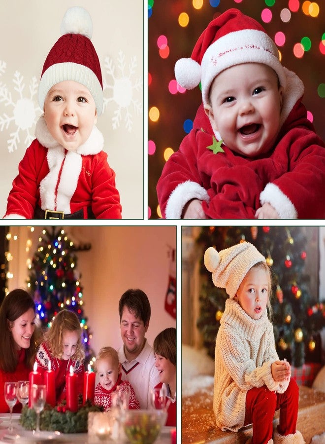 زاندو طقم قبعة وقفازات زاندو للأطفال، قبعة سانتا كلوز محبوكة دافئة مزينة بكرات صوفية، مناسبة للأولاد والبنات - قبعة وقفازات شتوية ناعمة باللونين الأحمر والأبيض - Image 5