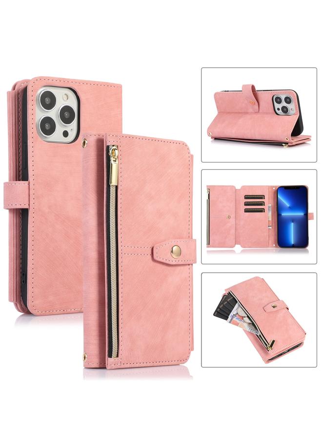 S-TOP Case For iPhone 13 Pro Max Dream 9-Card Wallet Zipper Bag Leather Phone Case - Image 1