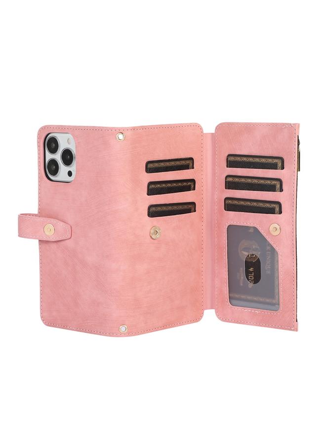 S-TOP Case For iPhone 13 Pro Max Dream 9-Card Wallet Zipper Bag Leather Phone Case - Image 5