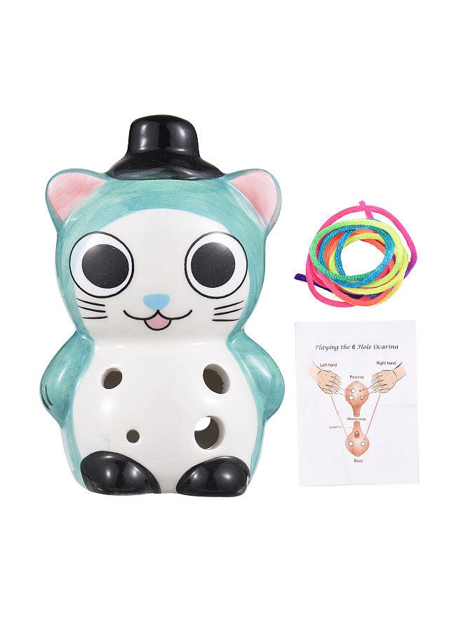 Generic 6 Holes Ceramic Ocarina Cute Animal Style Musical Instrument with Lanyard Music Score for Music Lover and Learner - Image 5