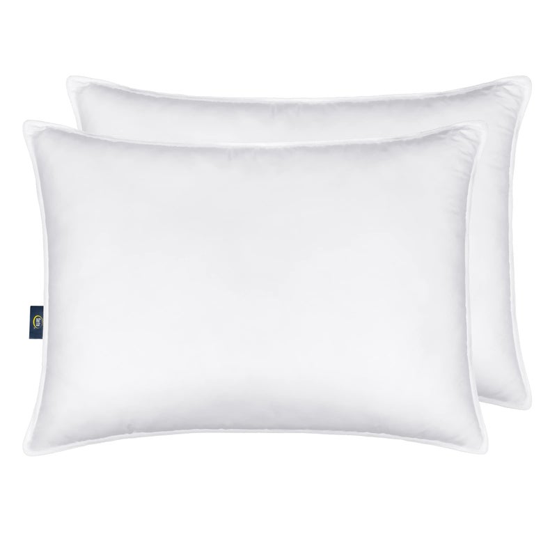 Serta Down Illusion Soft Hypoallergenic Medium/Firm Bed Pillows for Side, Stomach or Back Sleepers (2 Pack), Queen, White - Image 3