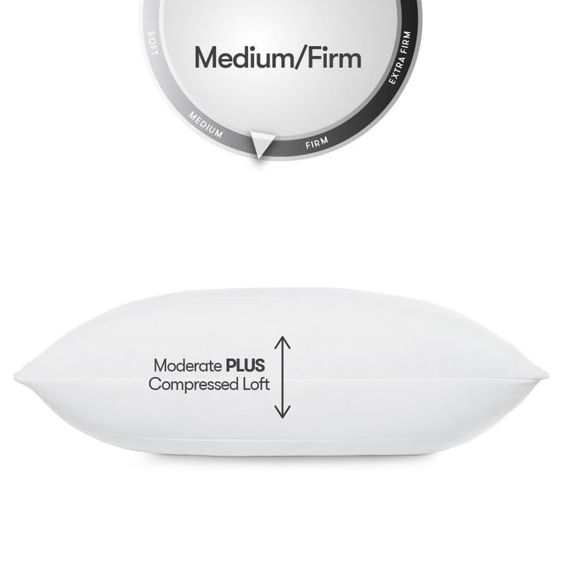 Serta Down Illusion Soft Hypoallergenic Medium/Firm Bed Pillows for Side, Stomach or Back Sleepers (2 Pack), Queen, White - Image 5