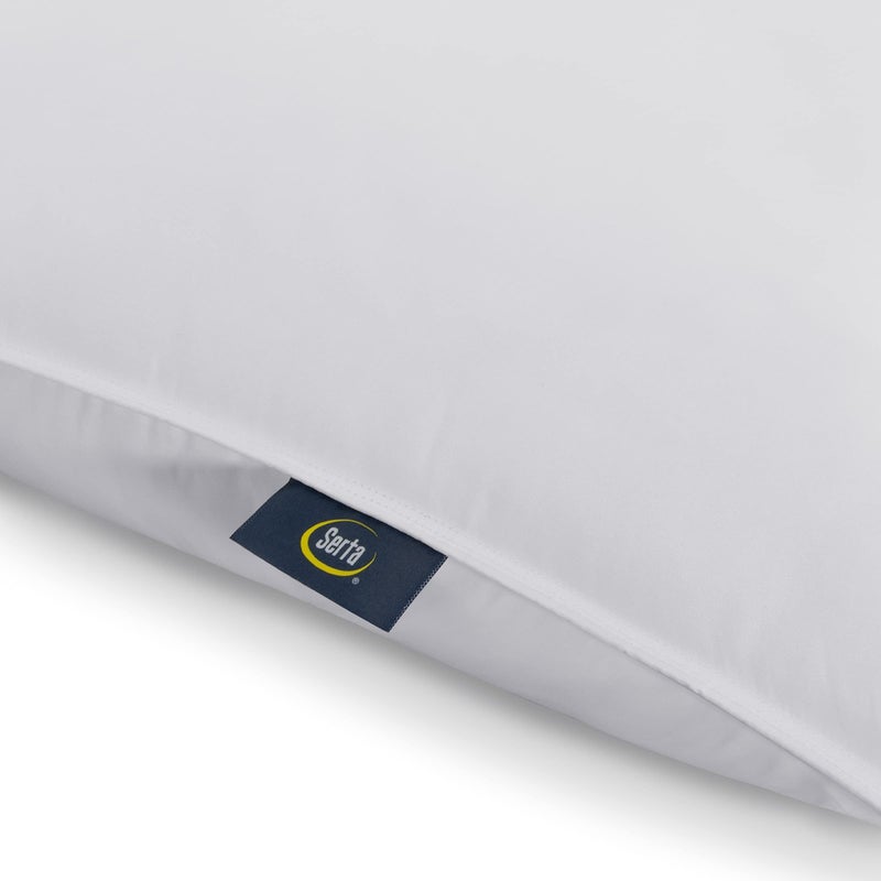 Serta Down Illusion Soft Hypoallergenic Medium/Firm Bed Pillows for Side, Stomach or Back Sleepers (2 Pack), Queen, White - Image 4