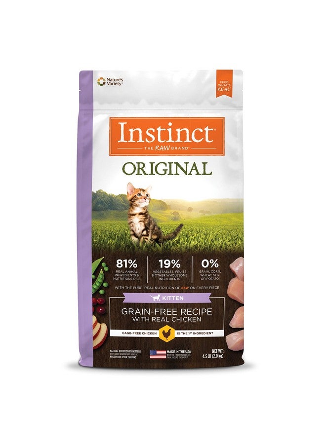 Instinct Original Kitten Dry Cat Food, Raw Coated Kibble, High Protein, Grain Free Recipe - Real Chicken, 4.5 lb. Bag - Image 1