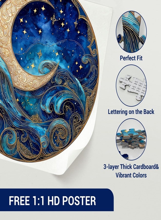 DOCRAGI 1000 Piece Puzzle for Adults - Waves Stars and Moon Jigsaw Puzzles - Impossible Hard Difficult Challenging Jigsaw Puzzle -Brain Teaser Adult Puzzles - Christmas Birthday Gifts for Women/Men - Image 4