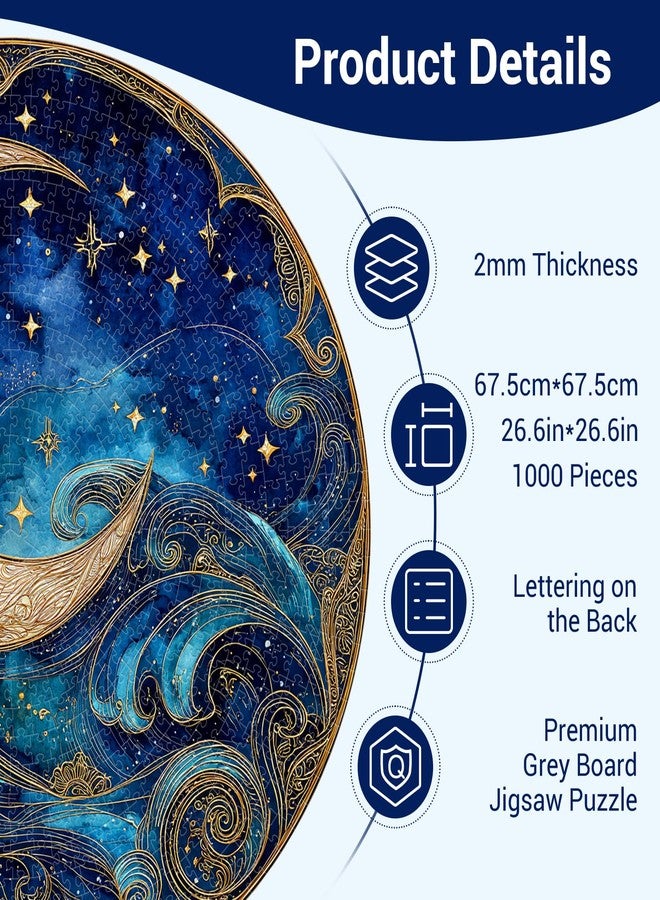 DOCRAGI 1000 Piece Puzzle for Adults - Waves Stars and Moon Jigsaw Puzzles - Impossible Hard Difficult Challenging Jigsaw Puzzle -Brain Teaser Adult Puzzles - Christmas Birthday Gifts for Women/Men - Image 3