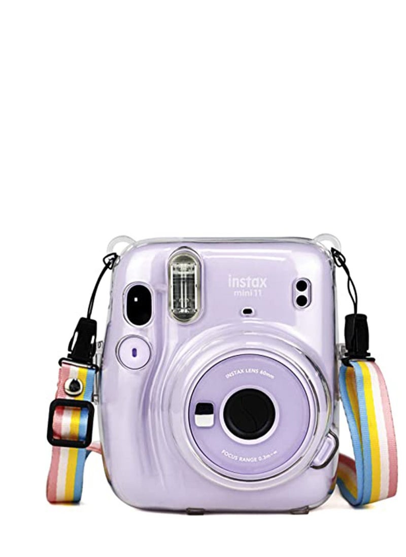 Y&D Instant for Mini 11 Clear Case, Protective Compatible with Fujifilm Instax Camera, Adjustable Rainbow Shoulder Strap, Present to Friends and Families  - Image 2