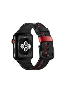 PROMASS Compatible with Apple Watch Band 38mm 40mm 41mm, Genuine Leather Watch Strap Replacement Wristband Strap for Apple Watch Series 8/7/6/5/4/SE/3/2/1 iWatch (38mm/40mm/41mm-Black）  - Image 2