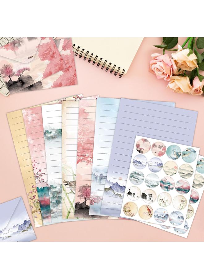 Bluejw Landscape Painting Chinese Style Ink Painting Envelope Letter Paper 160 Pieces Creative Advanced Sense Letter Stationery Set - Image 5