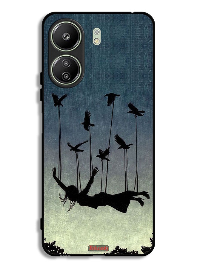Tolwak Xiaomi Redmi 13C Protective Case Cover Birds Holding Fallen Girl - Image 1
