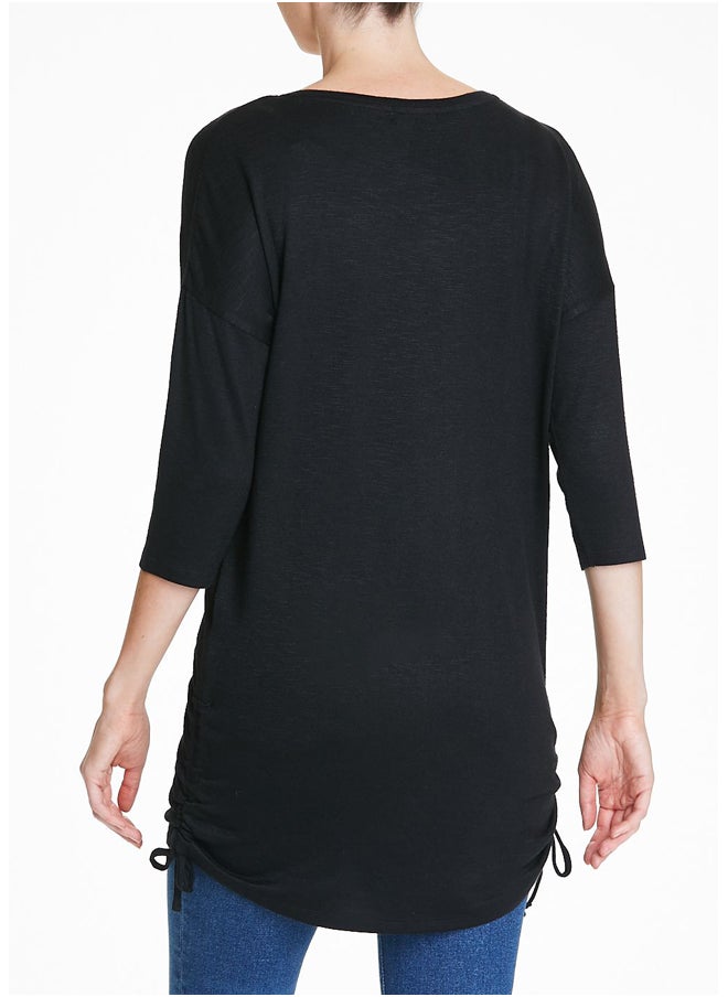Matalan Black Oversized Ruched Hem Top  - Image 3