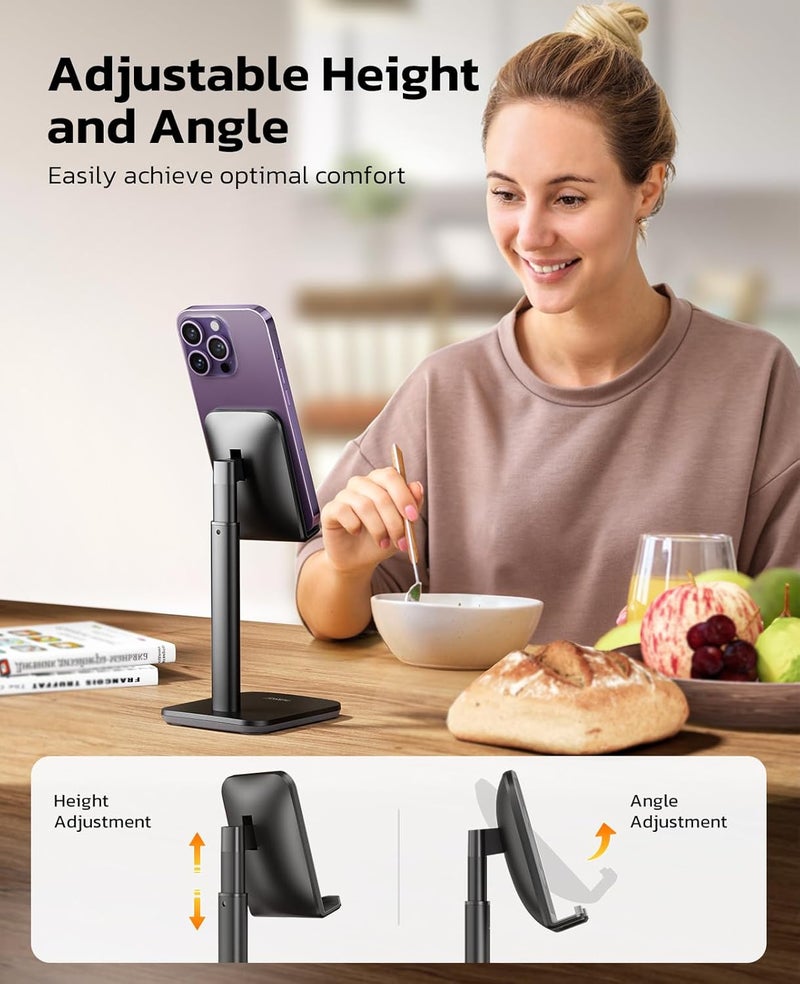 nulaxy Phone Stand, Height Angle Adjustable Cell Phone Stand, Phone Holder for Desk Compatible with Phone 16 15 14 13 12 Mini 11 Pro Xs Max Xr X 8 7 6 6s Plus, All Smartphones (4-8 inches) - Black - Image 3