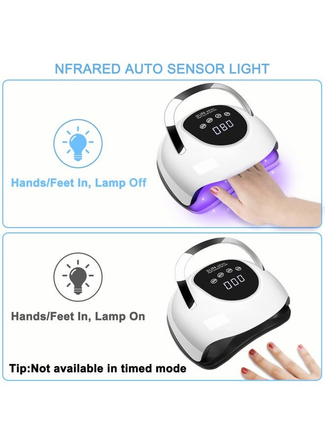 Wisdompark مصباح أظافر LED 220 واط للأظافر الجل مجفف سريع مع 57 قطعة من كرات المصباح 4 مؤقتات ضوء UV احترافي لأدوات فن الأظافر في المنزل صالون أبيض - Image 5