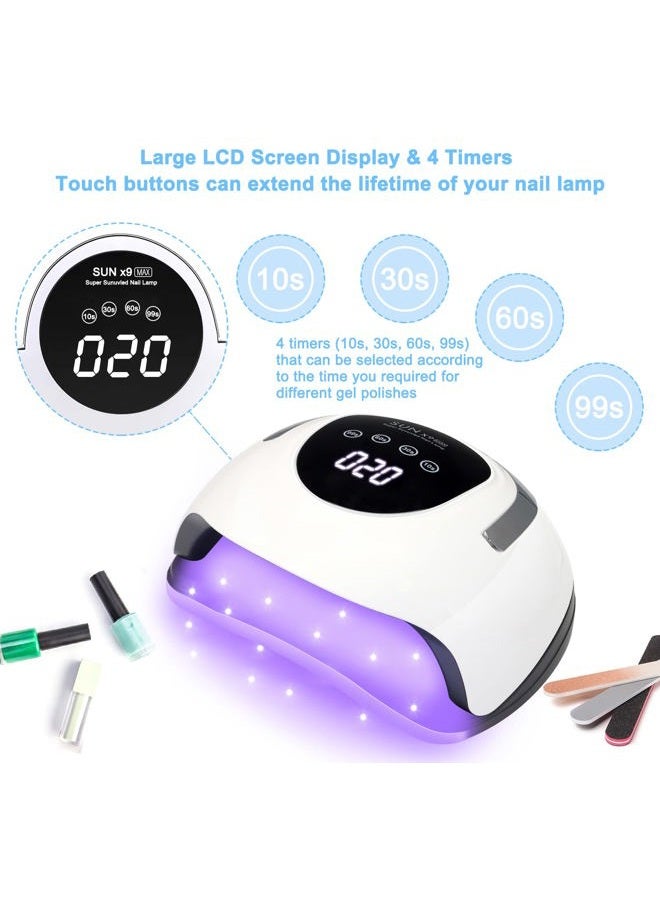 Wisdompark مصباح أظافر LED 220 واط للأظافر الجل مجفف سريع مع 57 قطعة من كرات المصباح 4 مؤقتات ضوء UV احترافي لأدوات فن الأظافر في المنزل صالون أبيض - Image 4