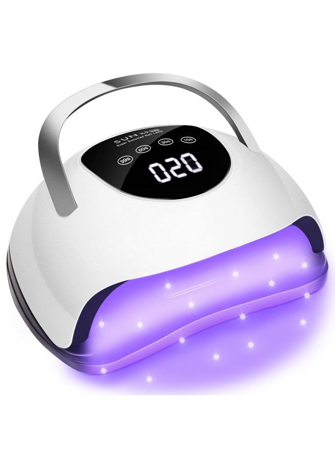Wisdompark مصباح أظافر LED 220 واط للأظافر الجل مجفف سريع مع 57 قطعة من كرات المصباح 4 مؤقتات ضوء UV احترافي لأدوات فن الأظافر في المنزل صالون أبيض - Image 1