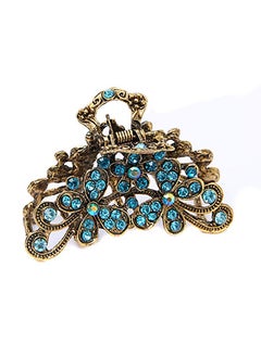 Fodattm Retro Flowers Hair Claw Clip for Women Lady Vintage Alloy Rhinestone Hair Jaw Clips Hairpin Fancy Hair Clamp (Sky blue)  - Image 1