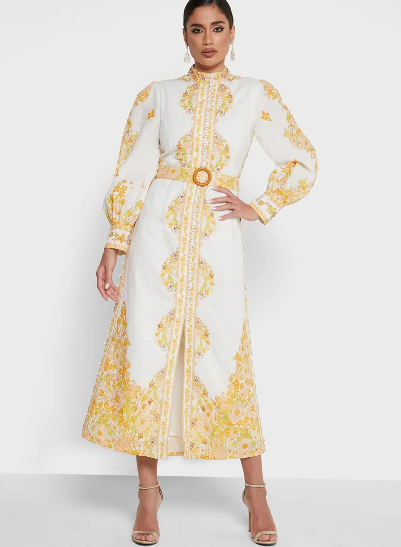 Threadz by Ajooni Belted Button Down Dress