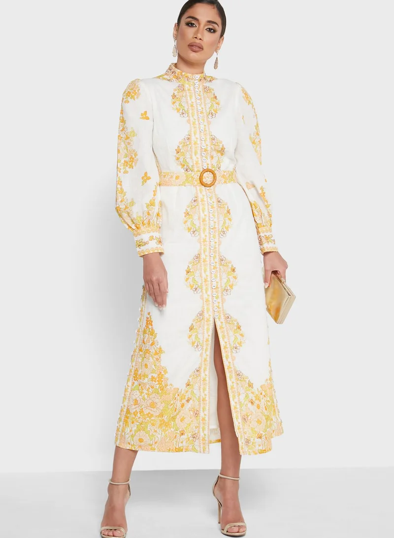 Threadz by Ajooni Belted Button Down Dress